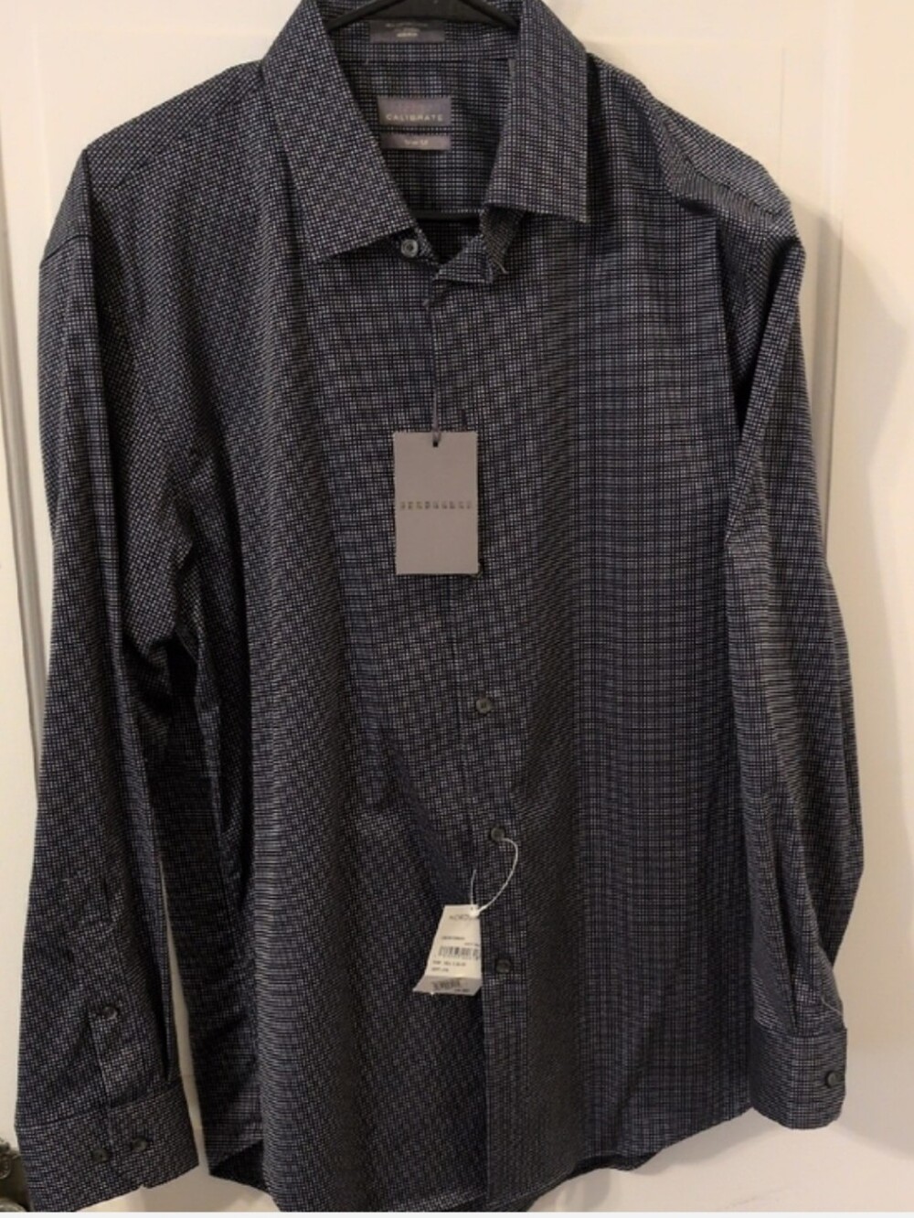 Calibrate Trim Fit Navy & Silver 32-33 Dress Shirt